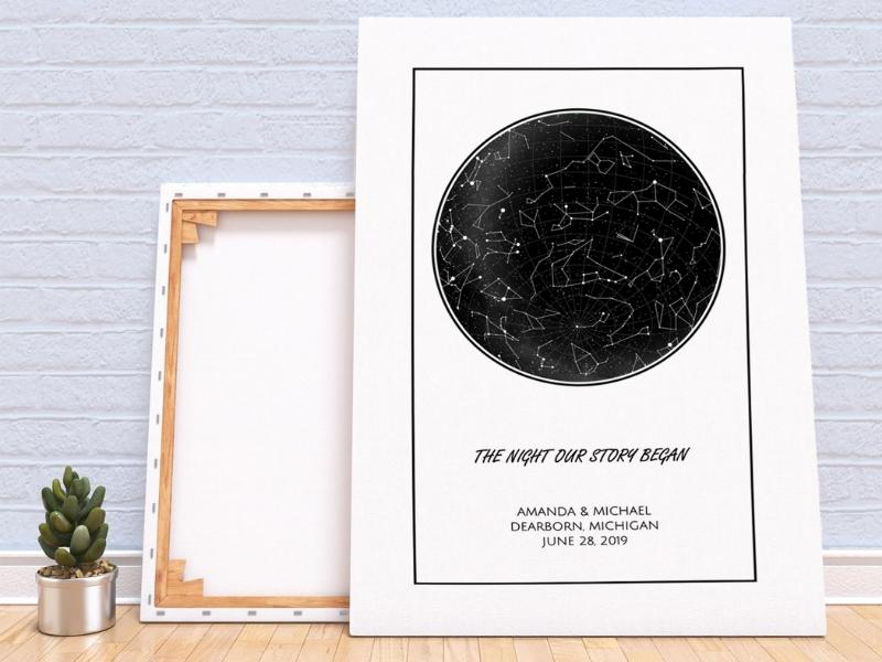Personalized Custom Star Map for 1 year anniversary gift for couple 