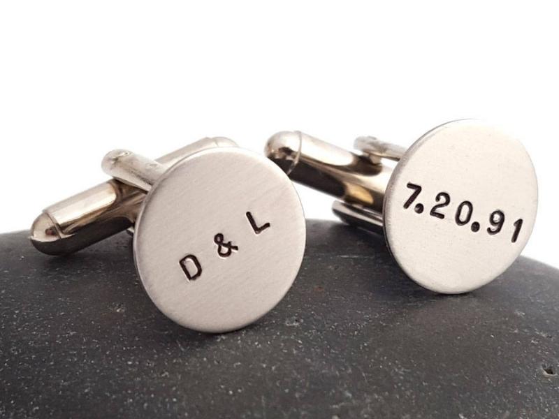 Custom Wedding Day Cufflink for 1st anniversary gift 