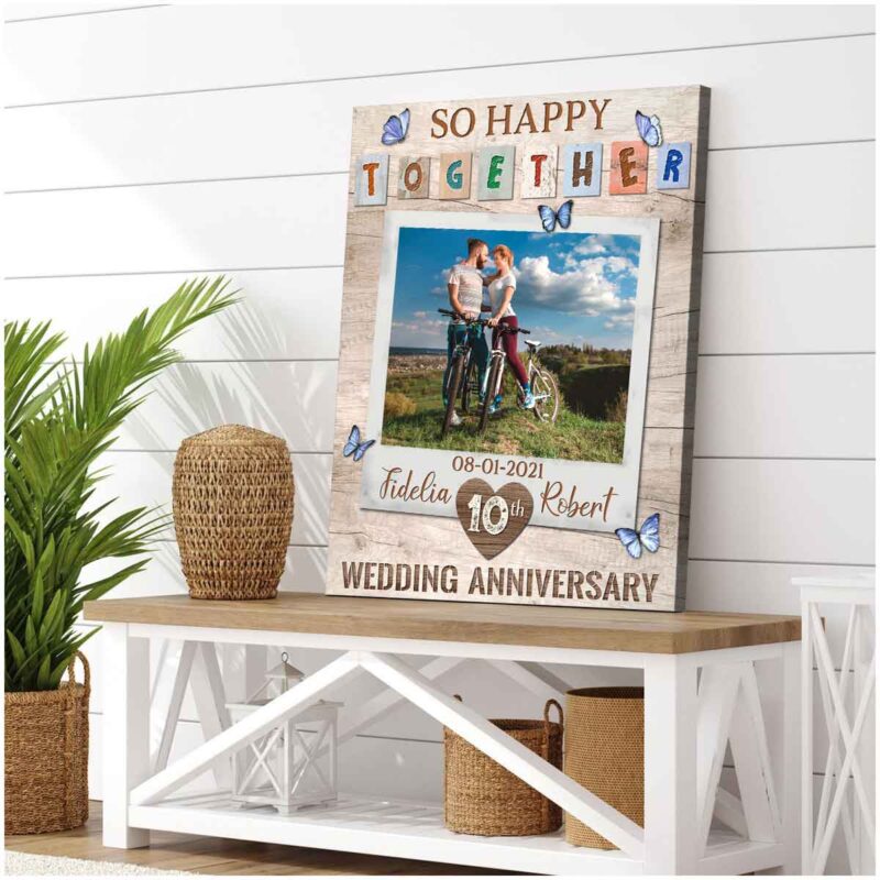 Custom Canvas Prints Personalized Photo Gifts 10Th Wedding Anniversary Gifts For Couple Wall Art Ohcanvas Illustration 1