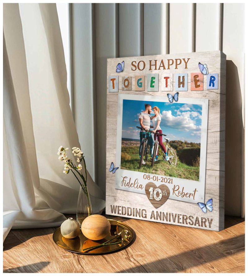 Custom Canvas Prints Personalized Photo Gifts 10Th Wedding Anniversary Gifts For Couple Wall Art Ohcanvas Illustration 3