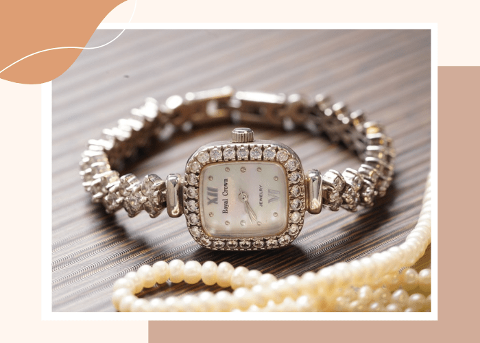 pearl and diamond face watch - a 30th anniversary gifts