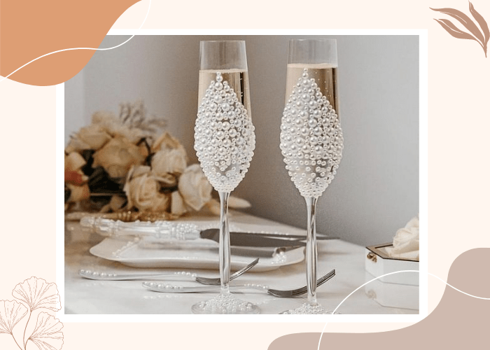 traditional pearl anniversary gift champagne flutes for woman