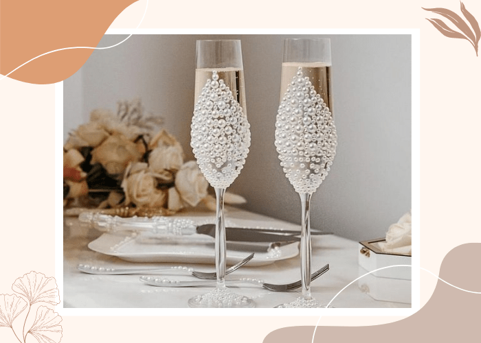 Traditional Pearl Anniversary Gift Champagne Flutes For Woman