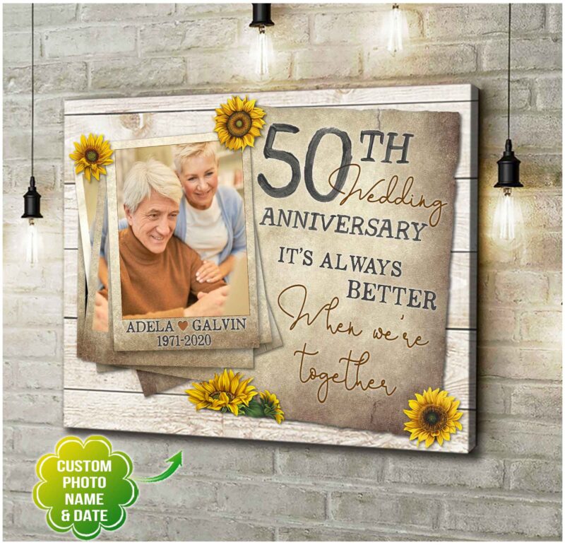 Personalized Photo Couple Golden Anniversary Gifts Canvas Print