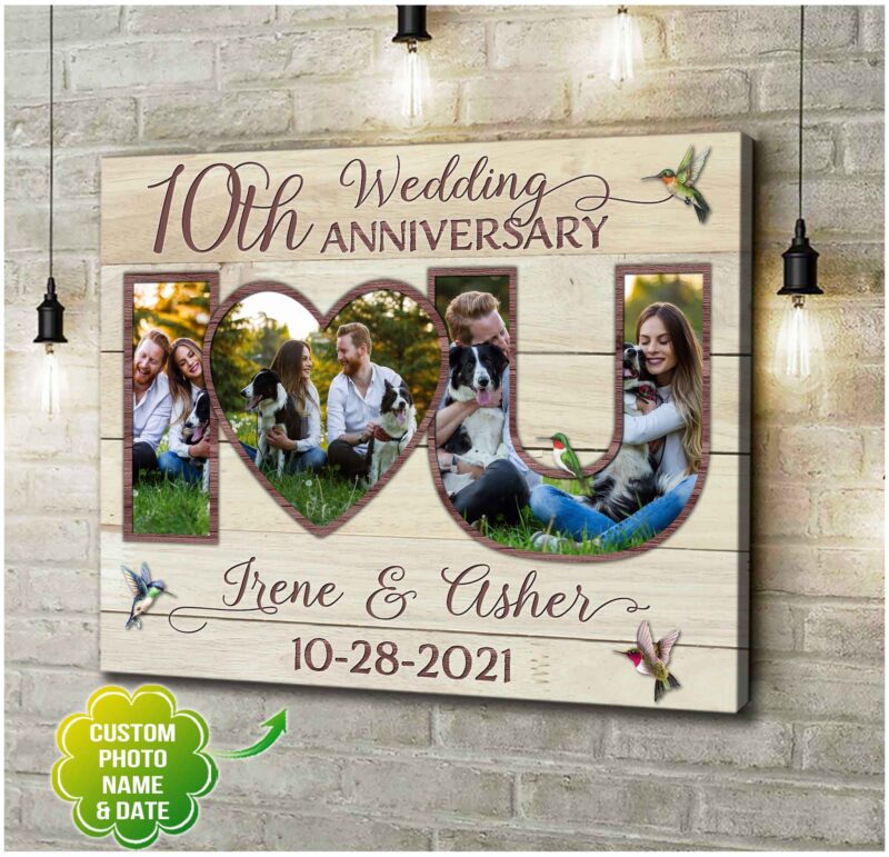 Custom Canvas Prints Personalized Photo Gifts 10Th Wedding Anniversary For Couple Wall Art Ohcanvas Illustration 1