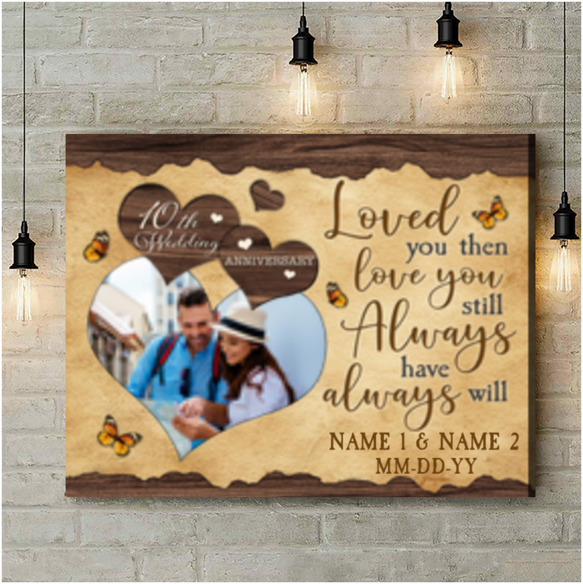 Personalized Canvas 10 Year Anniversary Gift For Him