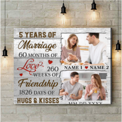 Married Couple 5th Wedding Anniversary Gifts Canvas Print Wall Art Decoration