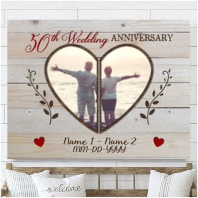 custom 50th Wedding Anniversary Gifts For Couple Heart Shape Wall Art