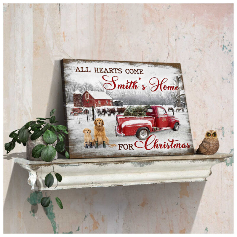 Custom Canvas Prints Christmas Gifts Farmhouse All Hearts Come Home For Christmas Ohcanvas (Illustration-1)
