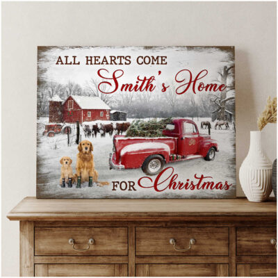 Custom Canvas Prints Christmas Gifts Farmhouse All Hearts Come Home For Christmas Ohcanvas (Illustration-2)