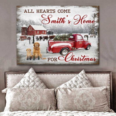 Custom Canvas Prints Christmas Gifts Farmhouse All Hearts Come Home for Christmas Ohcanvas
