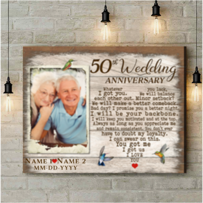 Customized Couple Heart Love 50th Anniversary Gifts Canvas Print