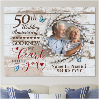 God knew my heart needed you 50th Wedding Anniversary Gifts Couple Canvas Art Decor