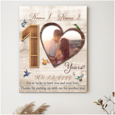 Personalized Romantic Couple 10 Year Anniversary Gift