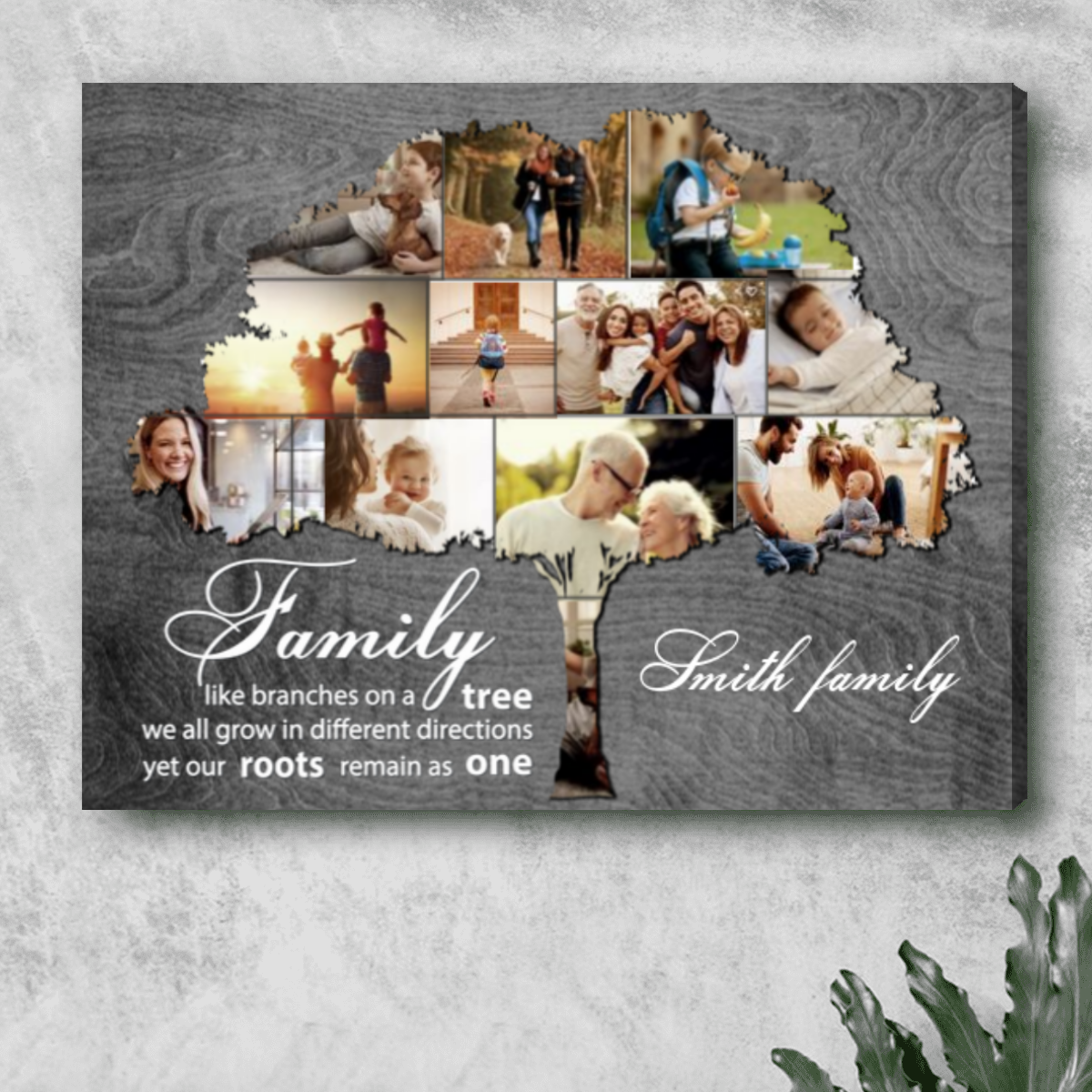 Family Tree Art Personalized Photo Gift For 25th Wedding Anniversary Canvas Print
