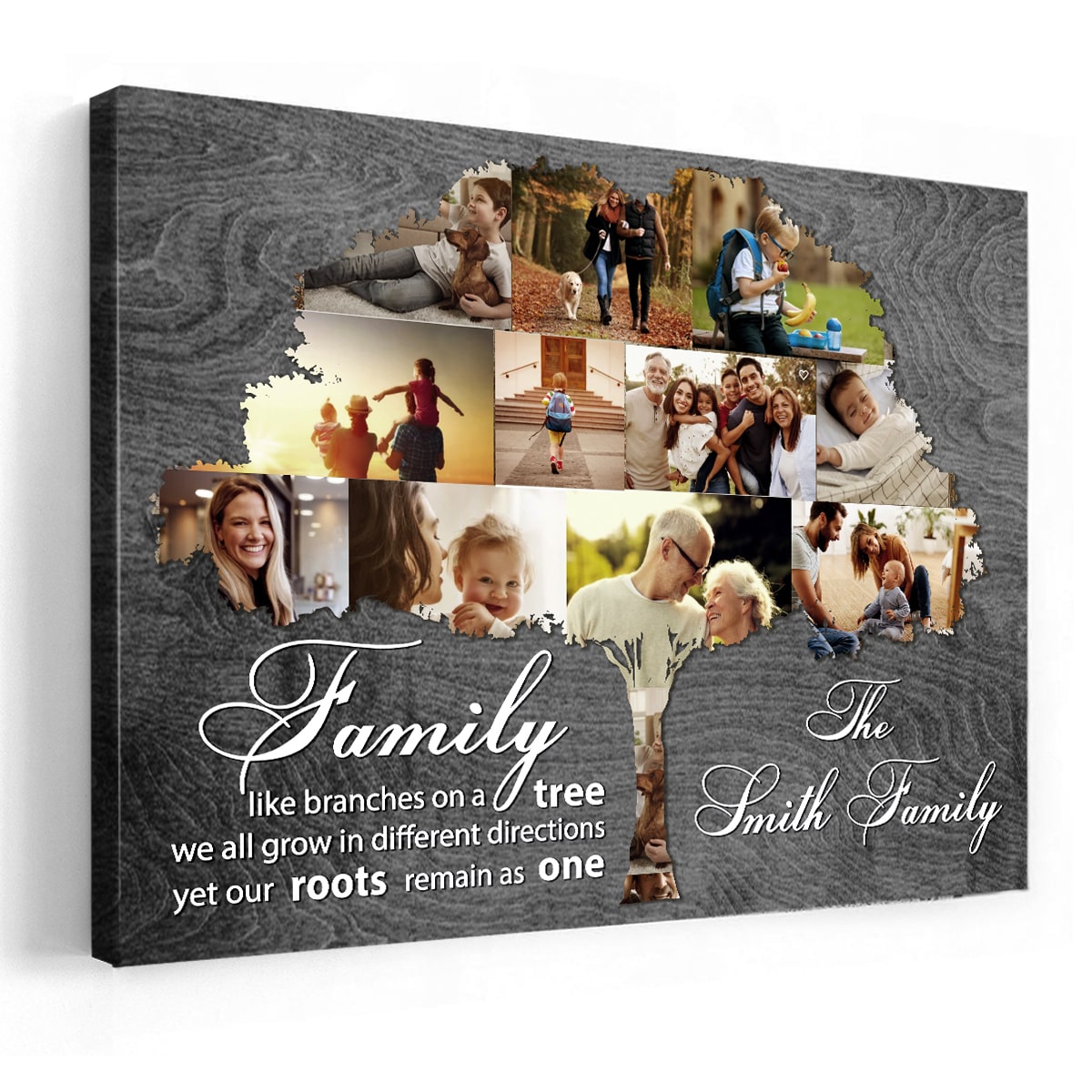 Family Tree Art Personalized Photo Gift For 25th Wedding Anniversary Canvas Print (illustration-1)