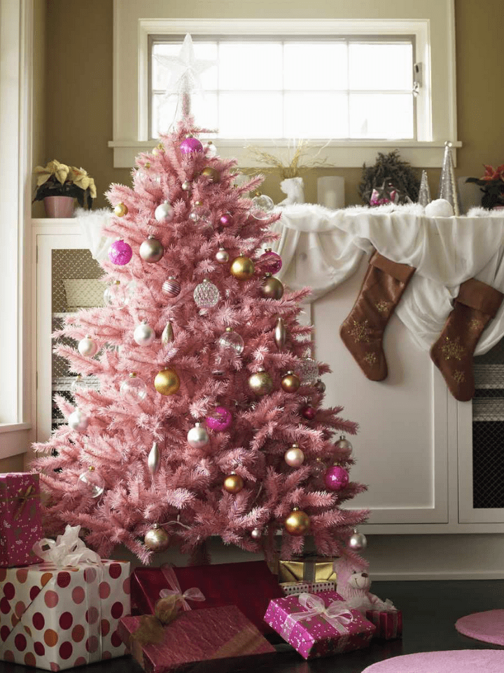 Pink Christmas tree decorations