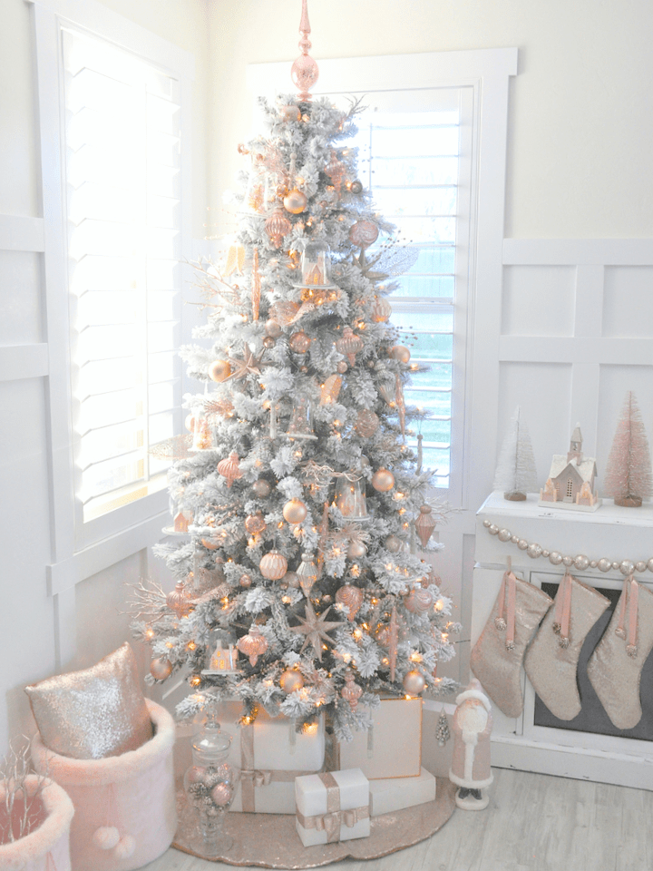 Rose gold Christmas tree decorations