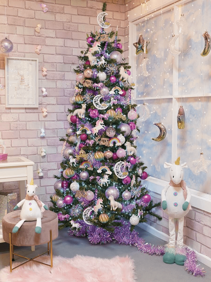 Purple Christmas tree decorations