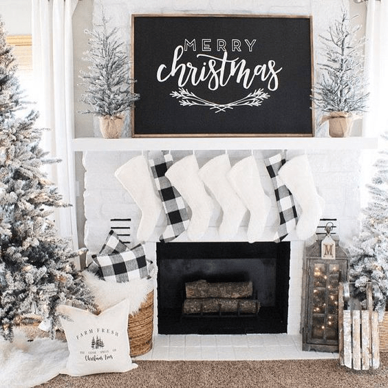 Farmhouse Christmas Decor For Fireplace