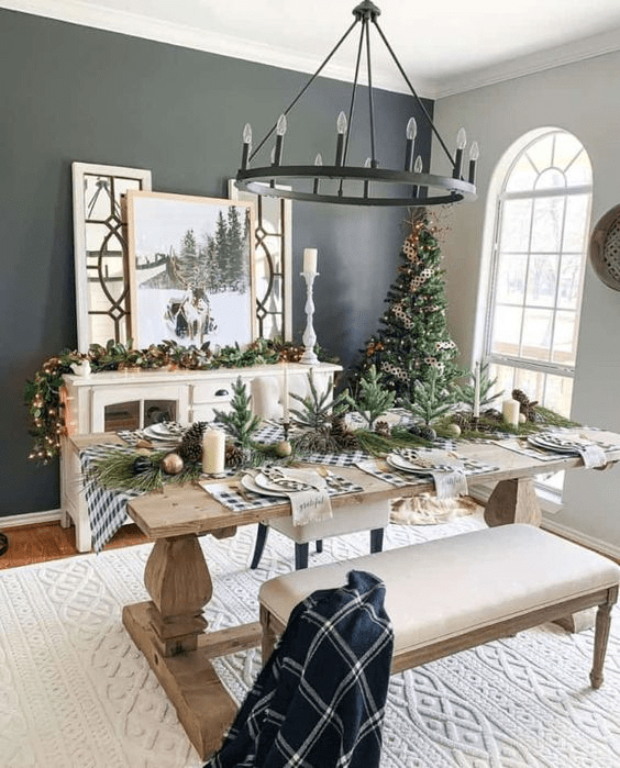 farmhouse christmas decor for dining room