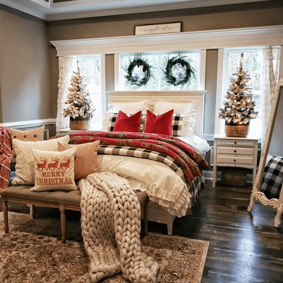 farmhouse christmas decor for bedroom