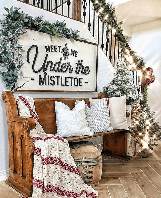 rustic farmhouse christmas decor for entry