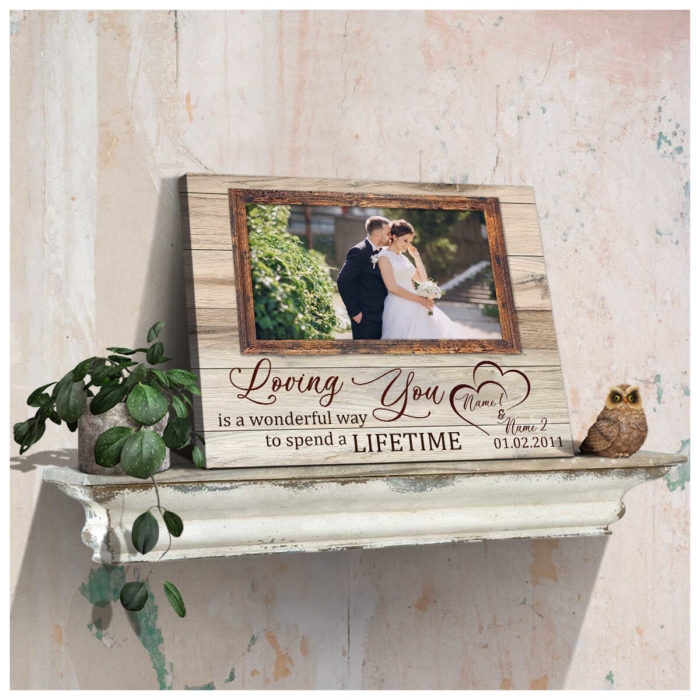 "Loving you" canvas: sweet customized wedding gift