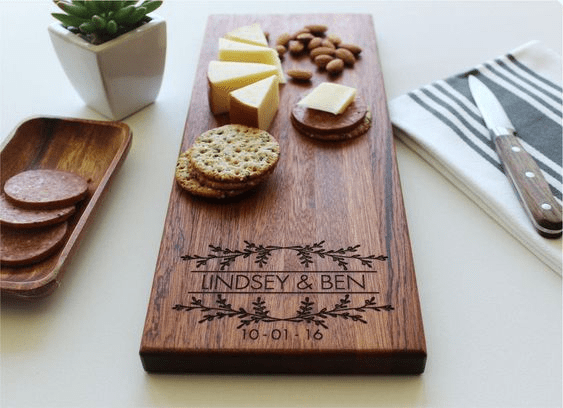 custom fourth anniversary gift cheese board