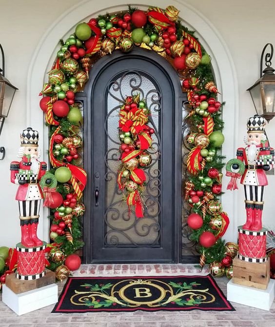 outdoor Christmas decor with vibrant hues