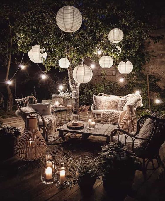 outdoor Christmas decor with white lantern