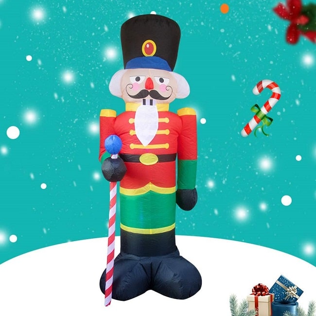 outdoor Christmas decor with Inflatable Nutcracker Soldier