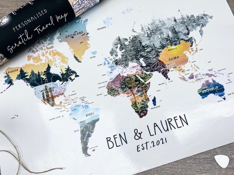 give personalized world maps as unique wedding gifts for couples