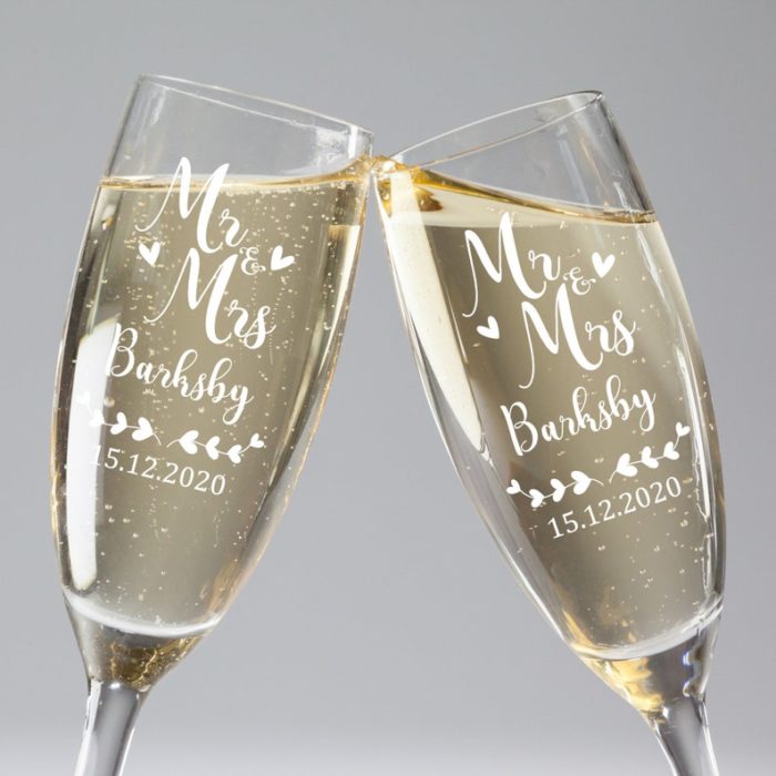 Personalized Champagne Flutes as personalized wedding gifts