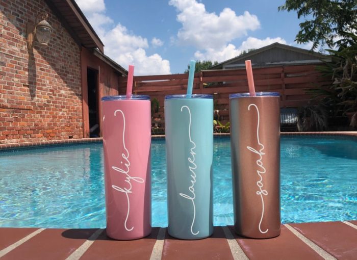 give Personalized Travel Mugs as a gift to congratulate couples on a new family