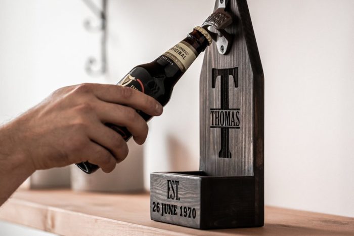 a Engraved Bottle Opener as unique and funny personalized wedding gifts for couple