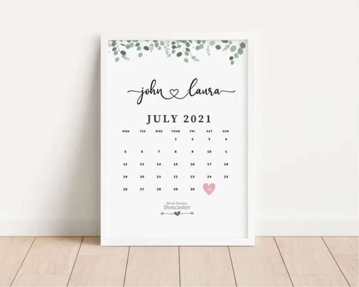 Give Wedding Date Art as wedding gifts for couples who have everything