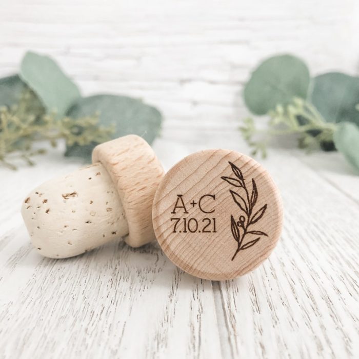 Give Custom Wine Cork as personalized wedding favors for guests. 