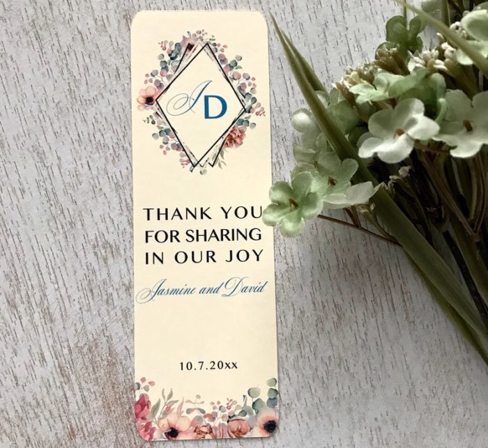 Give Personalized bookmarks as personalized wedding gifts for guests