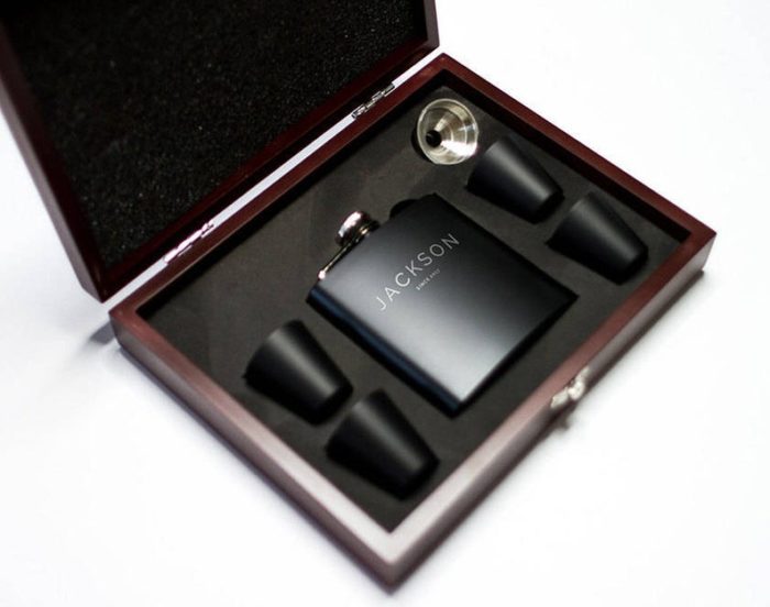 Give Customized Flask as personalized groom gifts from bride.