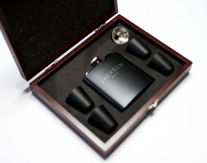 Give Customized Flask As Personalized Groom Gifts From Bride.