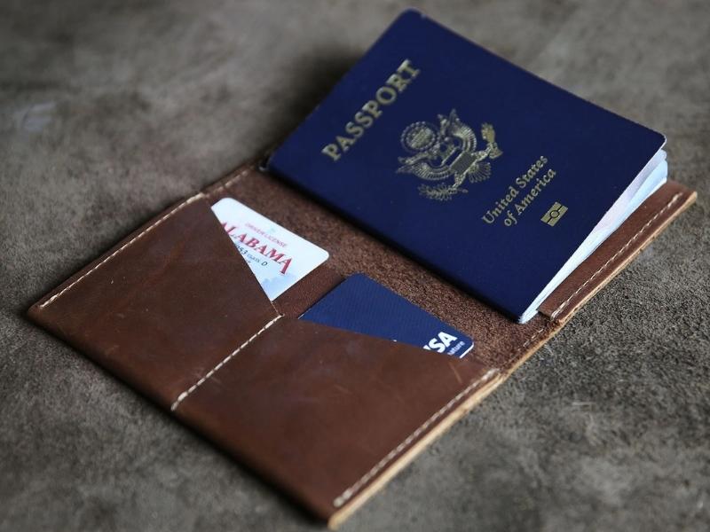 Leather Passport Holder for 3 year anniversary gift