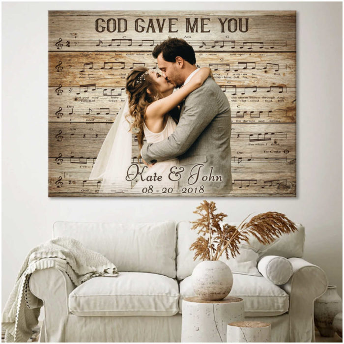 God Gave Me You Canvas Wall Art - Personalized gifts for bride.