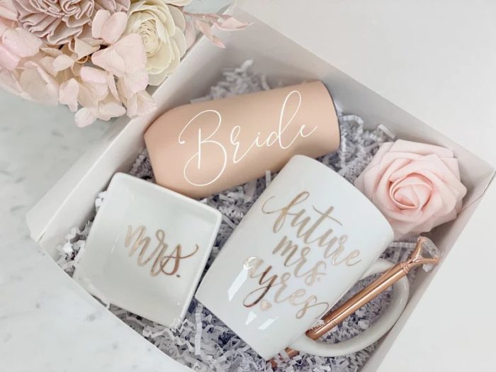 Customized Mugs - Personalized gifts for a bride.