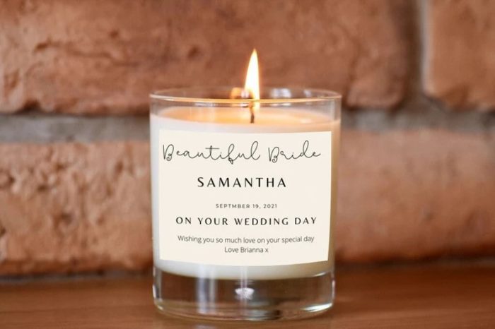 Commemorative Candle - Personalized gifts for a bride. 