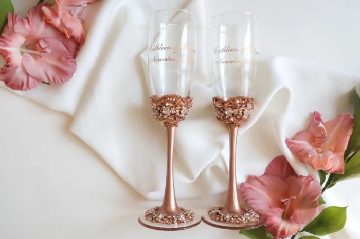 Champagne Flutes - Personalized gifts for a bride.
