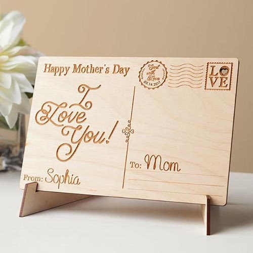 Wooden card - cute personalized gift for mom