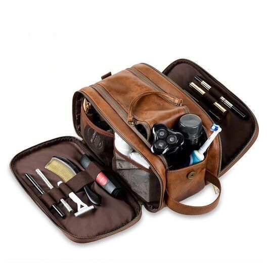 Top valentine's day presents for him - Personalized Leather Dopp Kit Bag