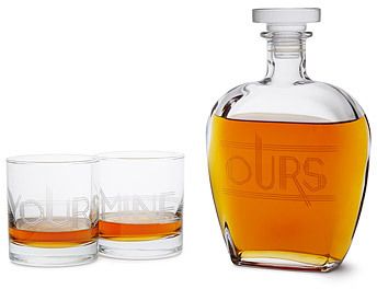 Valentines gift for him Yours, Mine, and Ours Engraved Decanter Set
