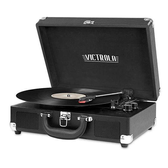 Valentines gift for him Vintage 3-Speed Bluetooth Suitcase Record Player